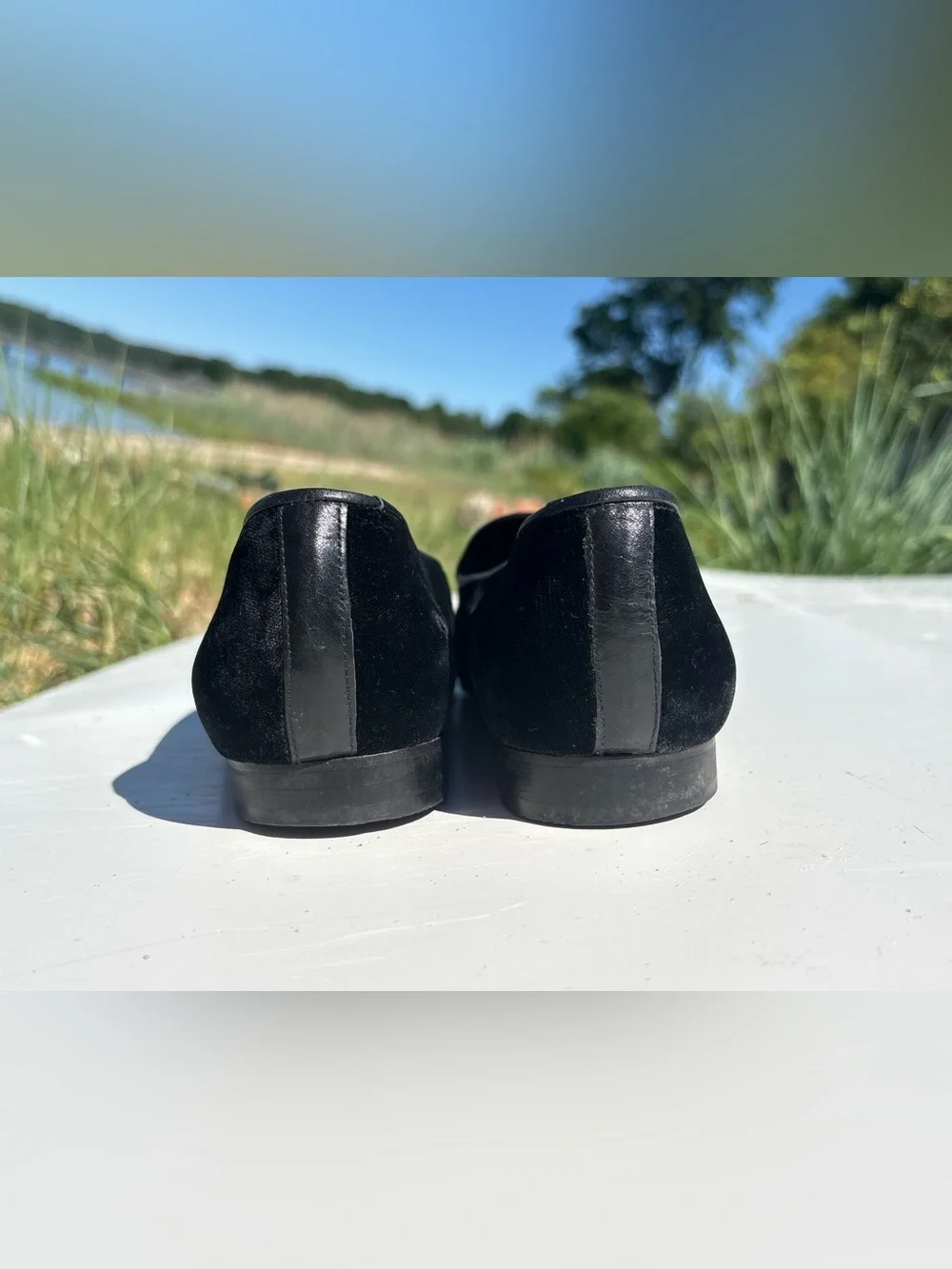 Vintage - House of ZALO Women’s Black  with Gold Velvet Smoking Loafers, 10 - Picture 7 of 8